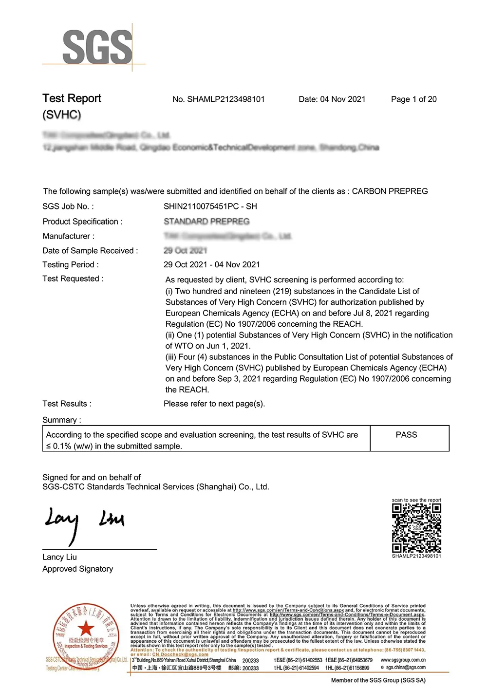 REACH test report– REACH test report--