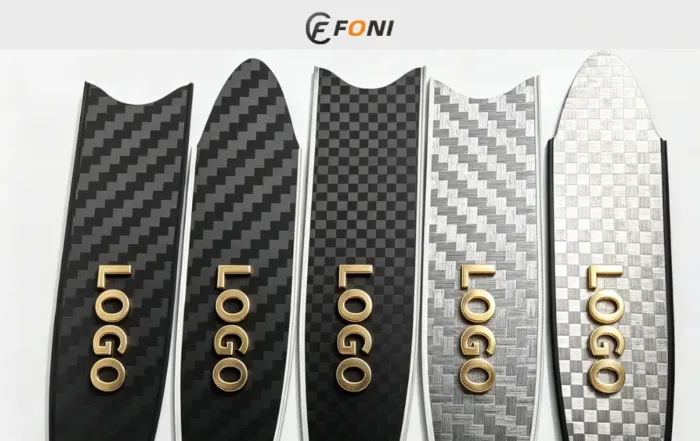 Custom logo carbon fiber freediving fins with different graphic printing methods